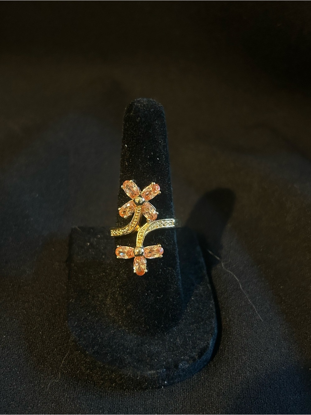 Gold-Tone Crystal Floral Ring - Women's Jewelry - Picture 2 of 5